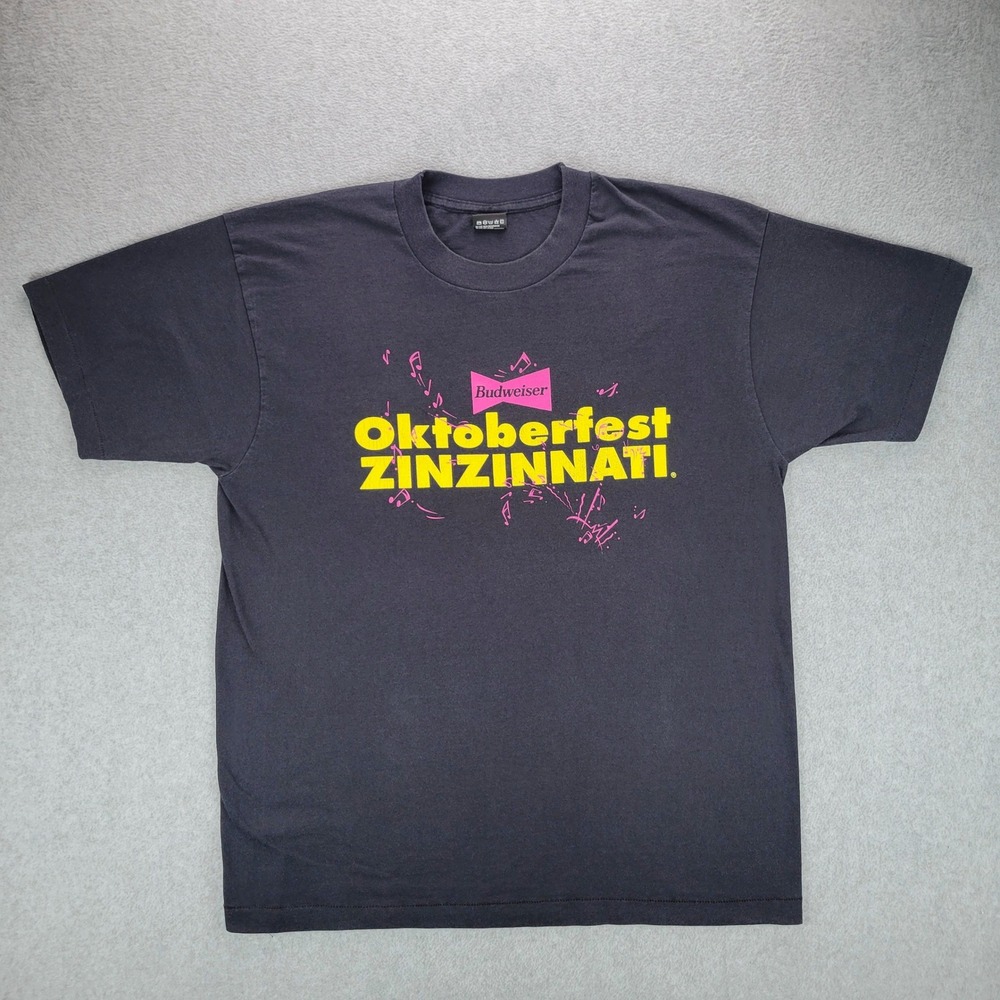 Budweiser Oktoberfest Zinzinnati Mens XL Black‎ Graphic Tee USA vintage 90s